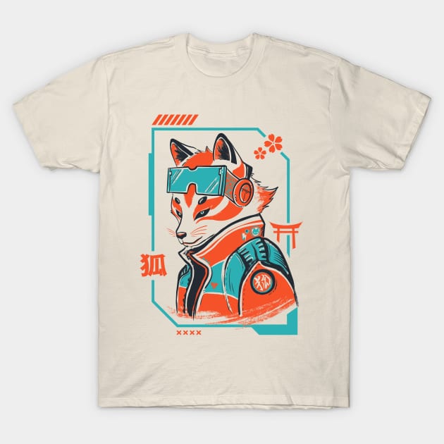 Cyber Kitsune T-Shirt by Mushita